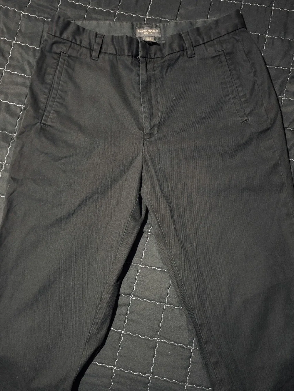 Banana Republic Men’s Black Stretch Flat-Front Chino Pants Size 33 x 32
